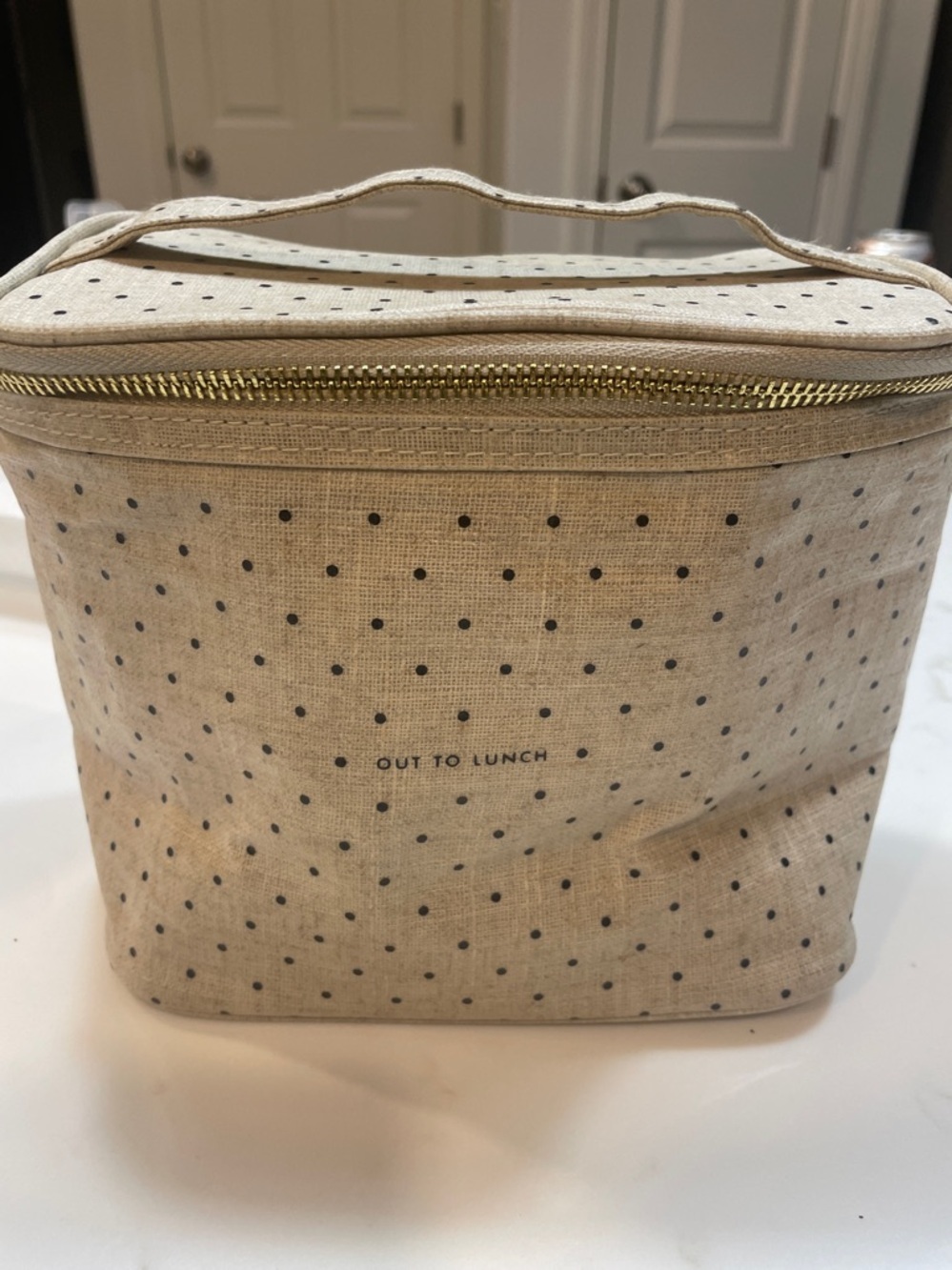 kate spade Beige and Black Polka Dot Top-Handle  Put to Lunch bag - Picture 3 of 6